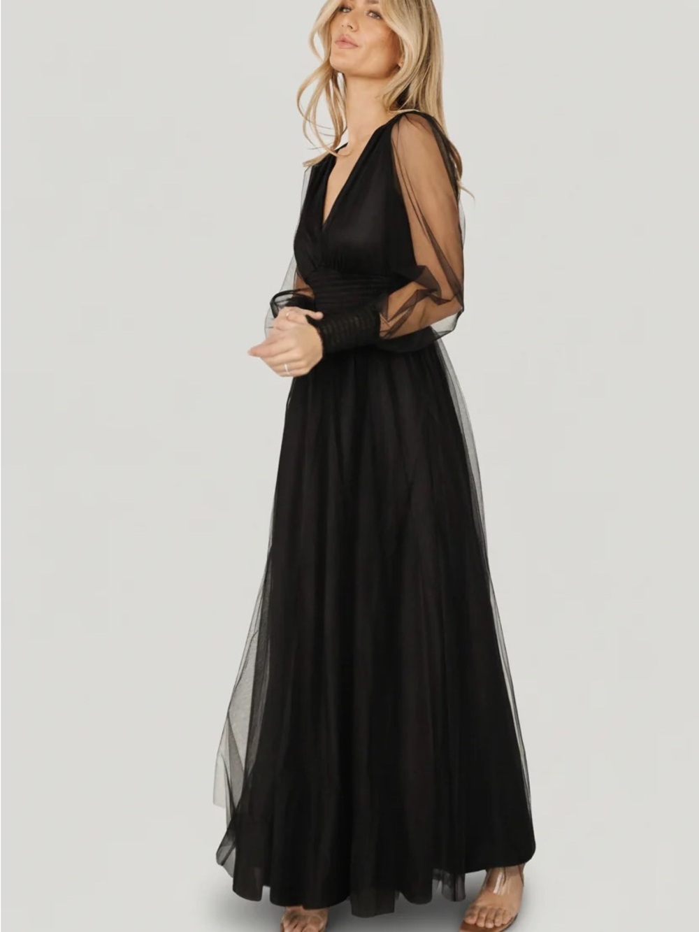 Baltic Born Black Sheer Sleeve Maxi Dress